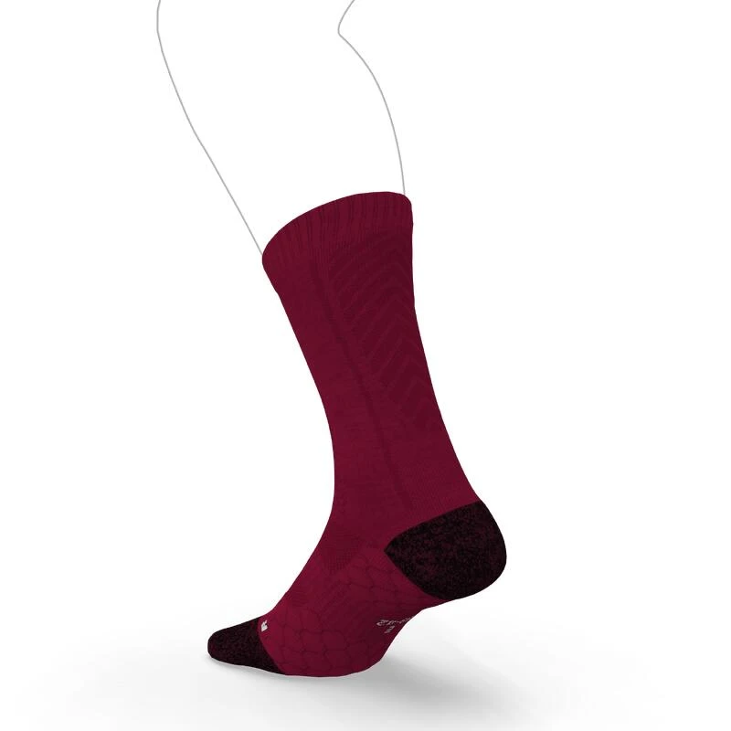 CHAUSSETTES DE RUNNING RUN900 MI-MOLLET LAINE MERINOS BORDEAUX 2 CHAUSSETTES DE RUNNING RUN900 MI-MOLLET LAINE MERINOS BORDEAUX – Image 2