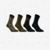 CHAUSSETTES DE TENNIS HAUTES ARTENGO RS 300 KAKI NOIR MOTIFS LOT DE 4