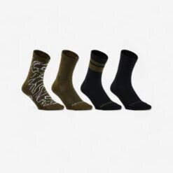 CHAUSSETTES DE TENNIS HAUTES ARTENGO RS 300 KAKI NOIR MOTIFS LOT DE 4