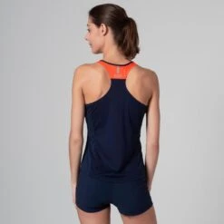 Kalenji DEBARDEUR D'ATHLETISME FEMME BLEU ET ORANGE -Sport Vêtements Magasin debardeur dathletisme femme bleu et orange 3