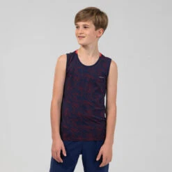 Débardeur Running - Athlétisme Respirant Garçon KIPRUN CARE Bleu Et Rouge