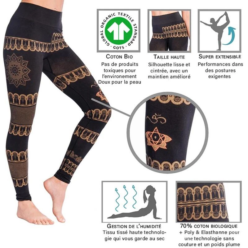 Legging Yoga Sans Couture Taille Haute Jambe Longue 70% Coton Bio Anti Sueur 2 Legging Yoga Sans Couture Taille Haute Jambe Longue 70% Coton Bio Anti Sueur – Image 2