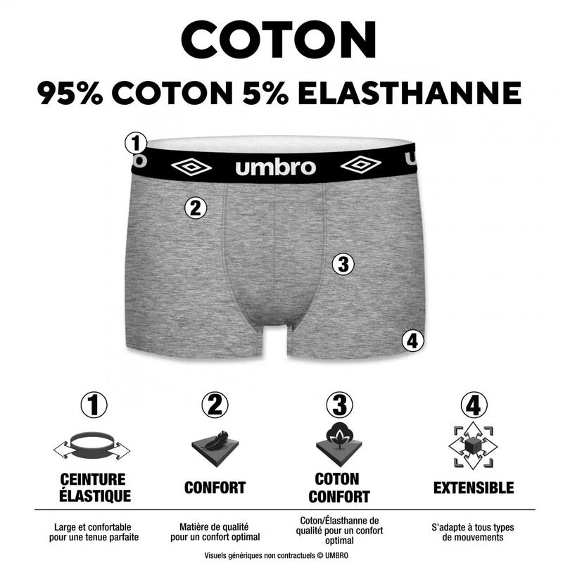 UMBRO Lot De 8 Boxers Coton Homme Uni 2 UMBRO Lot De 8 Boxers Coton Homme Uni – Image 2
