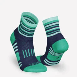LotX2 De Chaussettes Running Confort Enfant - KIPRUN 500 Mid Marine Et Rayé Vert -Sport Vêtements Magasin lotx2 de chaussettes running confort enfant kiprun 500 mid marine et raye vert 2