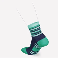 LotX2 De Chaussettes Running Confort Enfant - KIPRUN 500 Mid Marine Et Rayé Vert -Sport Vêtements Magasin lotx2 de chaussettes running confort enfant kiprun 500 mid marine et raye vert 4