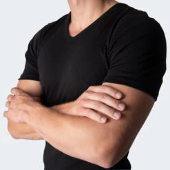 Maillot De Corps Col V | Homme | T-shirt Sans Coutures | Set De 2 | Noir -Sport Vêtements Magasin maillot de corps col v homme t shirt sans coutures set de 2 noir 5