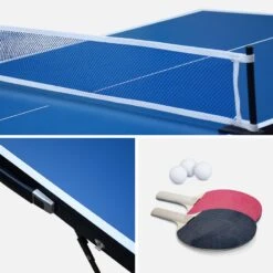 Mini Table De Ping Pong Pliable 150x75cm INDOOR Bleue, Avec 2 Raquettes Et 3 -Sport Vêtements Magasin mini table de ping pong pliable 150x75cm indoor bleue avec 2 raquettes et 3 4