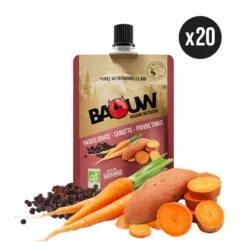 Pack X20 Purées Nutritionnelles Bio Salées Patate Douce-Carotte-Poivre Timut