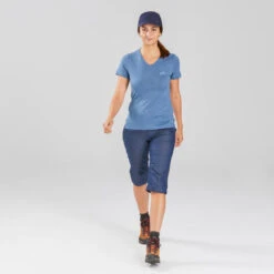 Pantalon Modulable De Trek Voyage - TRAVEL 100 Denim Bleu Femme -Sport Vêtements Magasin pantalon modulable de trek voyage travel 100 denim bleu femme 5