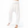 Pantalon Yoga Flow Bambou Performance - Sarouel Yoga élégance Blanc Kundalini