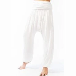 Pantalon Yoga Flow Bambou Performance - Sarouel Yoga élégance Blanc Kundalini
