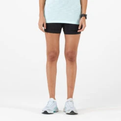 Short 2 En 1 Running Respirant Femme - KIPRUN Run 500 Confort Noir