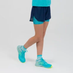 Short De Running Et D'athlétisme Pour Fille AT 500 2 En 1 Marine Vert -Sport Vêtements Magasin short de running et dathletisme pour fille at 500 2 en 1 marine vert 6