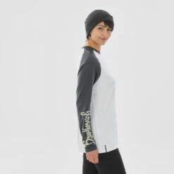 WEDZE Sous-vêtement De Ski Laine Mérinos Femme - BL 590 Brokovich Haut - Gris Blanc -Sport Vêtements Magasin sous vetement de ski laine merinos femme bl 590 brokovich haut gris blanc 3