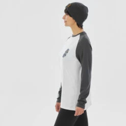 WEDZE Sous-vêtement De Ski Laine Mérinos Femme - BL 590 Brokovich Haut - Gris Blanc -Sport Vêtements Magasin sous vetement de ski laine merinos femme bl 590 brokovich haut gris blanc 4