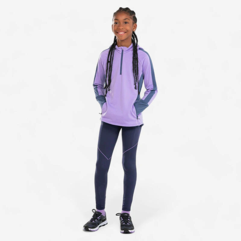 T-Shirt Manches Longues Chaud Avec Zip Fille-KIPRUN WARM+ 500 Mauve Gris 3 T-Shirt Manches Longues Chaud Avec Zip Fille-KIPRUN WARM+ 500 Mauve Gris – Image 3
