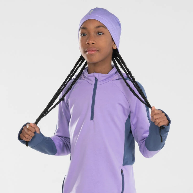 T-Shirt Manches Longues Chaud Avec Zip Fille-KIPRUN WARM+ 500 Mauve Gris 8 T-Shirt Manches Longues Chaud Avec Zip Fille-KIPRUN WARM+ 500 Mauve Gris – Image 8