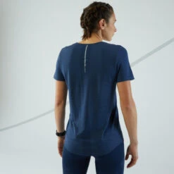 T-shirt Running Sans Couture Femme - KIPRUN Run 500 Confort Bleu Ardoise -Sport Vêtements Magasin t shirt running sans couture femme kiprun run 500 confort bleu ardoise 2