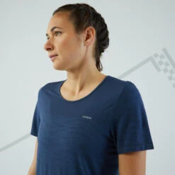 T-shirt Running Sans Couture Femme - KIPRUN Run 500 Confort Bleu Ardoise -Sport Vêtements Magasin t shirt running sans couture femme kiprun run 500 confort bleu ardoise 3