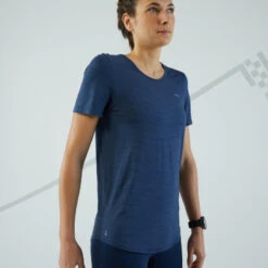 T-shirt Running Sans Couture Femme - KIPRUN Run 500 Confort Bleu Ardoise -Sport Vêtements Magasin t shirt running sans couture femme kiprun run 500 confort bleu ardoise 5