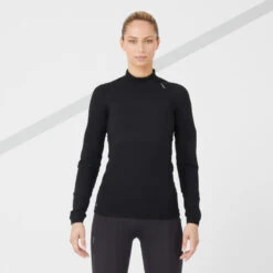 TEE SHIRT MANCHES LONGUES RUNNING SANS COUTURES FEMME - KIPRUN SKINCARE NOIR