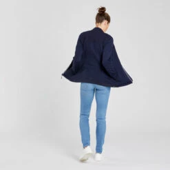 WEDZE Veste Polaire De Ski Laine Mérinos Femme - 500 Warm Marine Et Blanc -Sport Vêtements Magasin veste polaire de ski laine merinos femme 500 warm marine et blanc 2